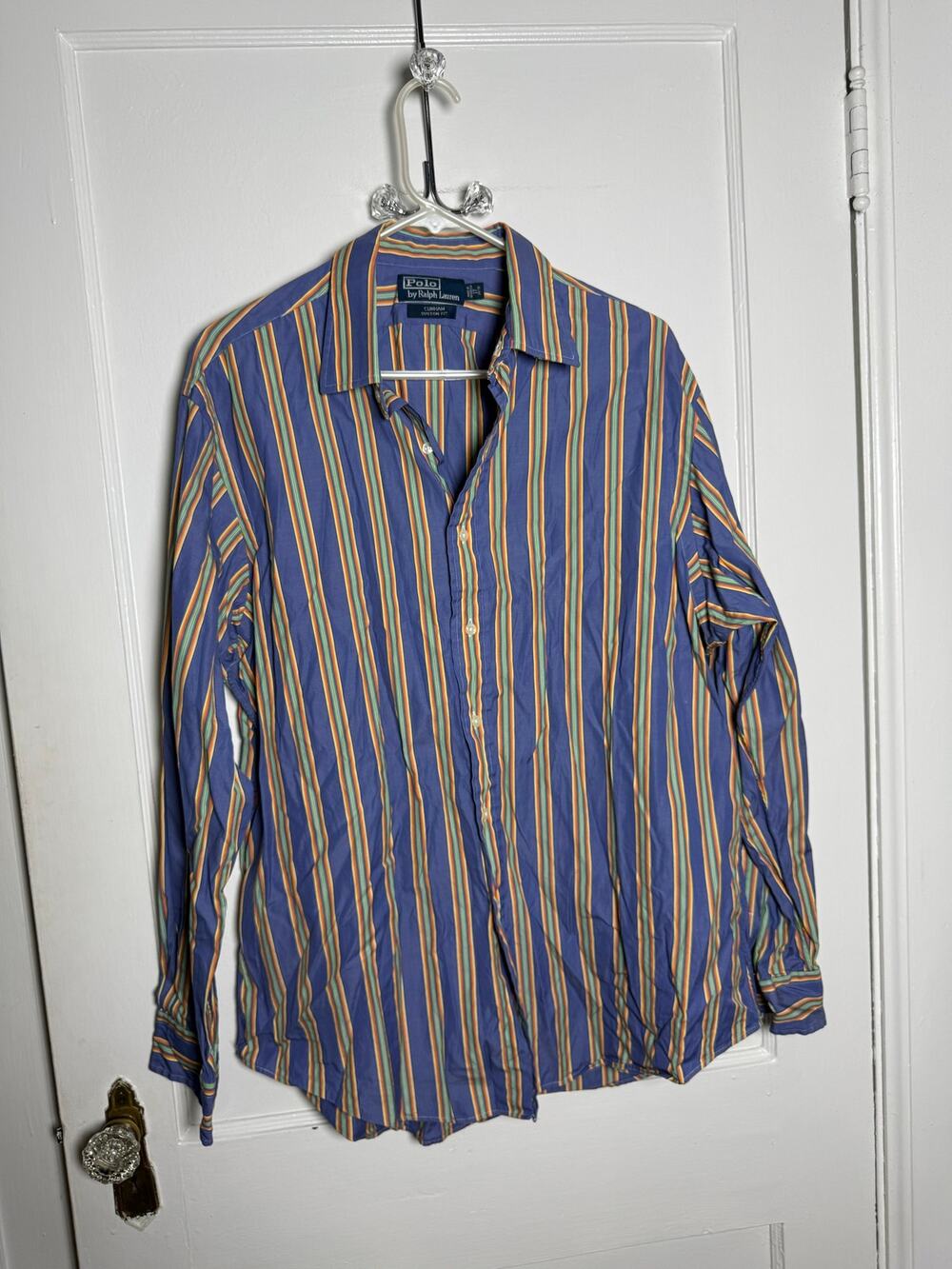 Polo Ralph Lauren Curham Fit Shirt 17.5 34/35 Multicolor Stripe Preppy Y2K